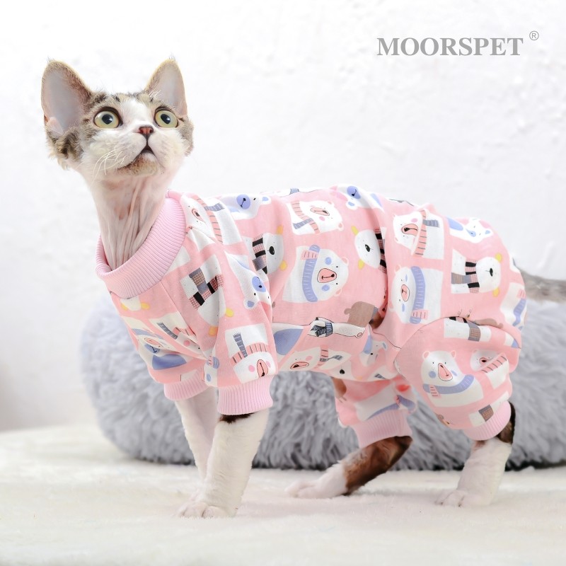 MOMO Dewen Belly Four-footwear Pet Catty Clothes Spring and Summer Sheet Cotton Cat Clothes Bottom Air Conditioning Clothes