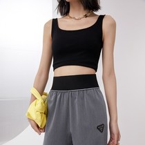 K family one-word collar camisole 2021 spring and summer new I-shaped sleeveless knitted bottoming shirt thin inner top