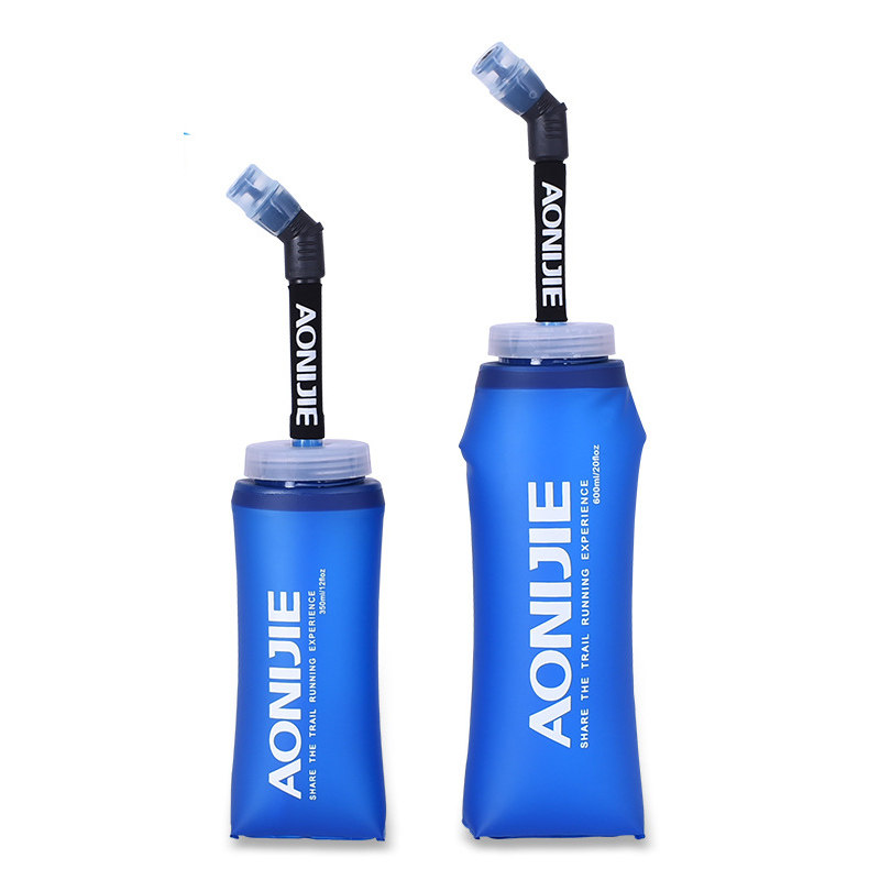 Marathon running long mouth straw fast suction soft water bottle mountaineering cycling folding water bottle water cup trail running water bag