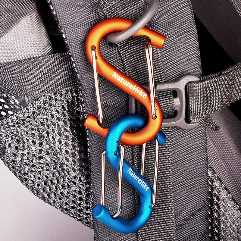 Outdoor carabiner backpack hook quick-hanging S-shaped aluminum alloy hook Water bottle hook Water cup buckle 8-character buckle keychain