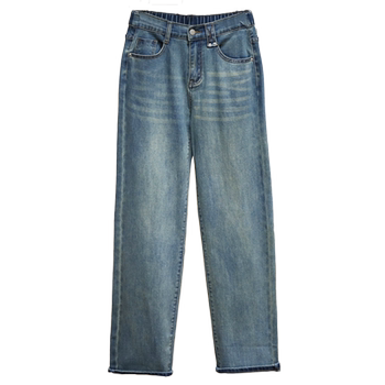 2026 new wide leg pants jeans women's large size straight leg pants fat mm pants slimming loose high waist floor-mopping pants method