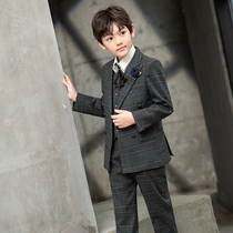 Boy suit suit handsome suit Korean version of the childrens catwalk British little flower girl dress boy piano performance suit