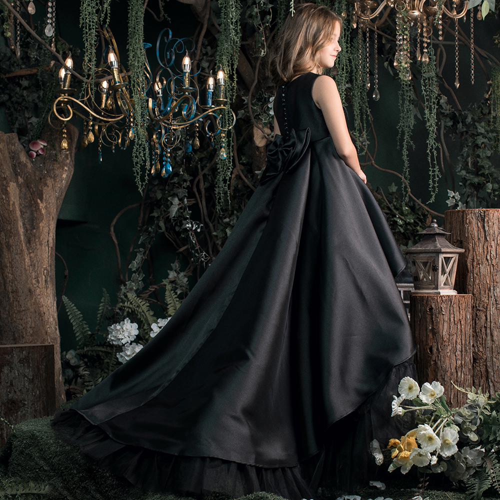 Children Walking Show Gown Girl Piano Plays Out of Black Noble Birthday Evening Dresses CUHK Dresses Dress High End