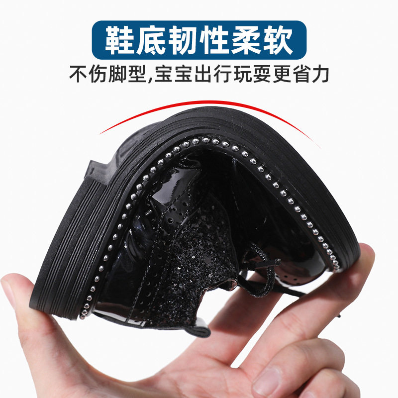 Boys' Leather Shoes 2025 New Model Children's Runway Suit Performance Black Shoes Accessories Gold British Casual Shoes Trendy