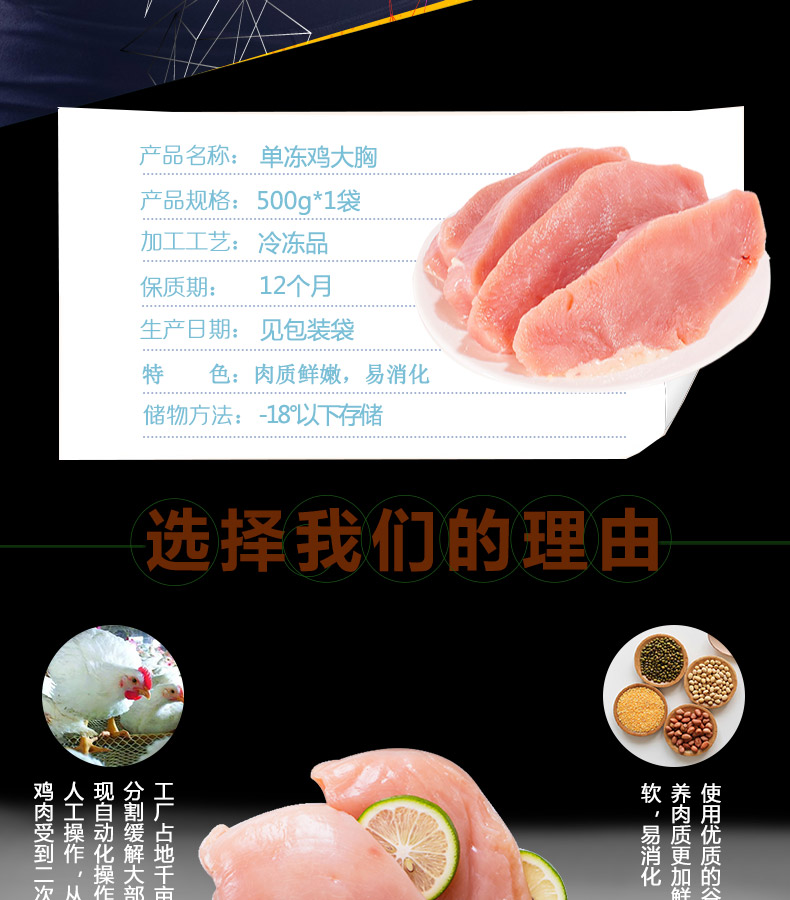 肯德基供应商 大用 鲜冻鸡胸肉 4斤 图2