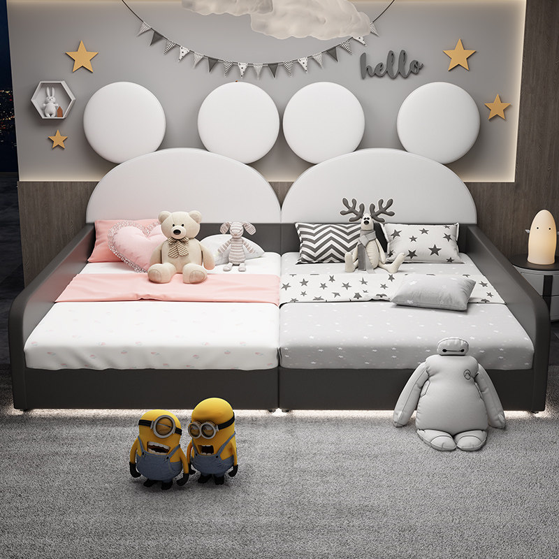 Children's bed splicing Guangdong Foshan Furniture manufacturer Direct sales Sisters II Twin Beds Solid Wood Brother-in-law Room Bed-Taobao