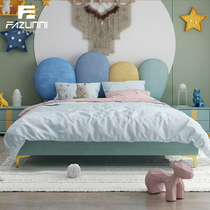 Light luxury childrens bed fabric bed 1 5 meters Nordic simple boys and girls single bed 1 2 meters childrens room creative soft bed
