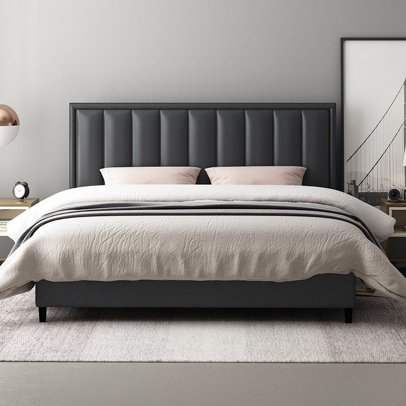 Modern leather bed simple double bed Nordic master bedroom leather bed 18 m storage net red bed 2000 × 2200