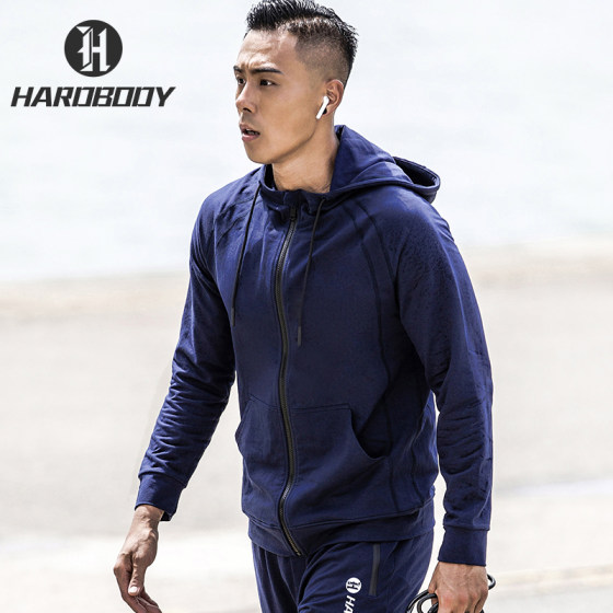 HARDBODY sports jacket men's spring and autumn casual trend hooded long-sleeved sweater fitness clothes training running tops