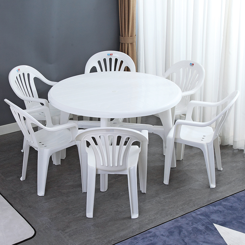 Stool Household adult strong round dining table and chair combination Night market table and chair Beach chair Plastic stool household with backrest