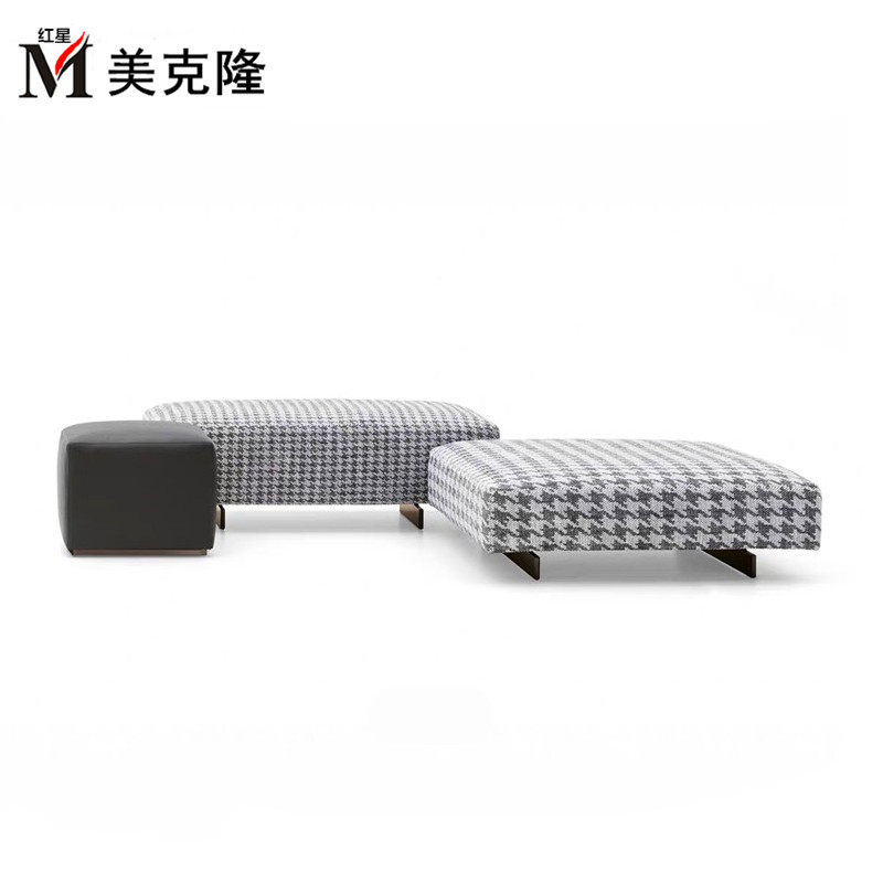 Nordic new fashion black and white houndstooth fabric living room sofa stool foot low stool change shoe stool cloakroom stool