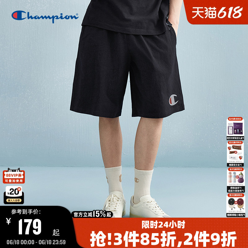Champion Men's Summer Cotton Shorts Trendy Black Five-Point Shorts Casual Loose American Style Champion Men's Summer Cotton Shorts Trendy Black Five-Point Shorts Casual Loose American Style
