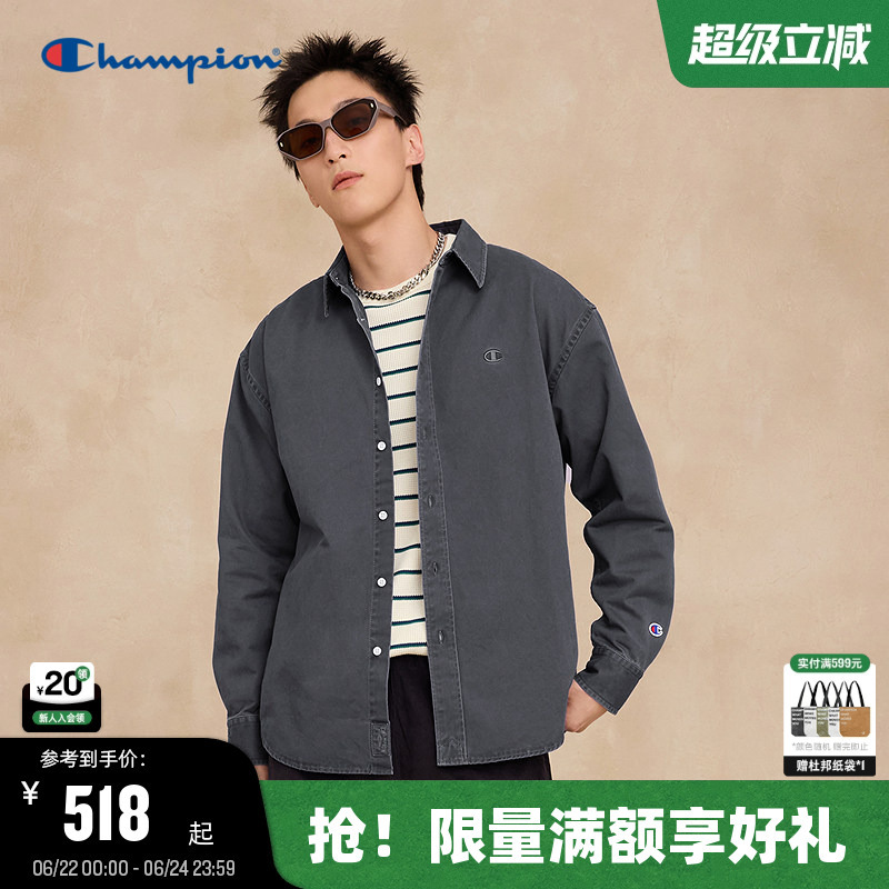 Champion Shirt Men's 2025 Autumn New Vintage Workwear Style Salt-Washed Lapel Jacket Women's Trendy Casual
