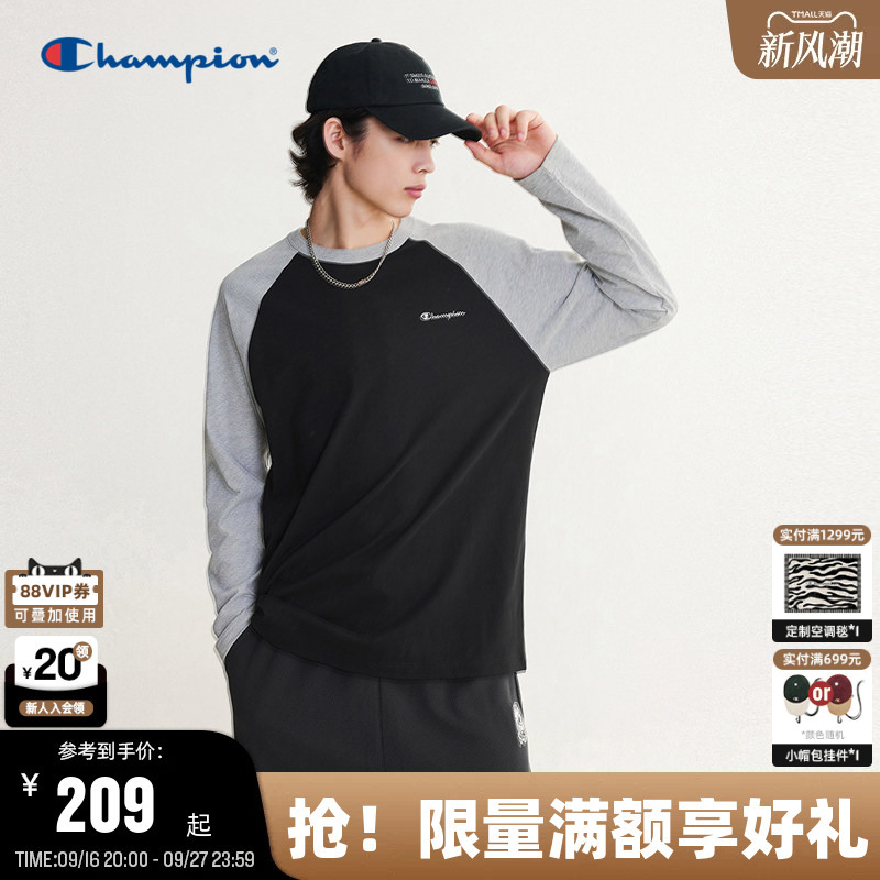 Champion Long-Sleeve T-Shirt for Men, 2026 Autumn New Embroidered Raglan Sleeve Base Shirt for Women, Color Block Splicing Champion Long-Sleeve T-Shirt for Men, 2026 Autumn New Embroidered Raglan Sleeve Base Shirt for Women, Color Block Splicing