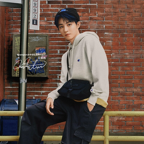 [Тот же стиль Ван Цзюнькая] Бархатная толстовка Champion для мужчин, осенне-зимняя, с капюшоном, утолщенная, с вышивкой, модный бренд для женщин