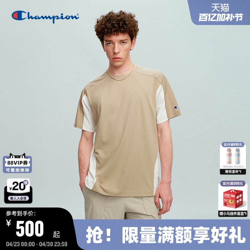 Champion Champion Round Neck Raglan T-Shirt for Men 2026 Summer New Style Embroidered Logo Simple Trendy Versatile for Women