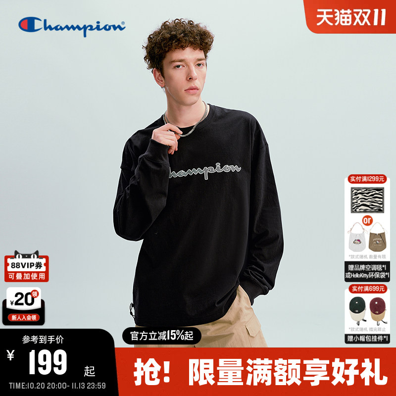 Champion Long-Sleeved T-Shirt for Men 2026 Spring New Style Simple Pure Cotton Loose Top for Women with Printed Logo