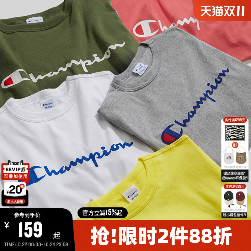 Champion Short-Sleeved T-Shirt for Men 2026 Summer Pure Cotton Casual Retro Dopamine Top for Women Loose and Trendy