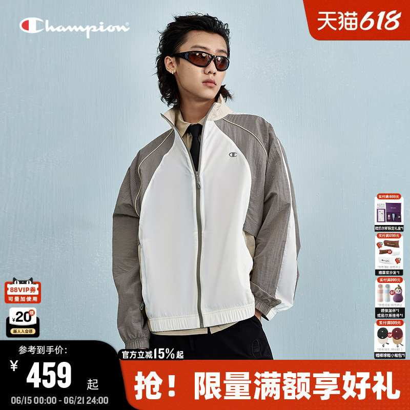Champion Stand-Up Collar Jacket Men's Spring and Autumn New Casual Sports Cardigan Women's Color-Block Stand-Up Collar Champion Stand-Up Collar Jacket Men's Spring and Autumn New Casual Sports Cardigan Women's Color-Block Stand-Up Collar