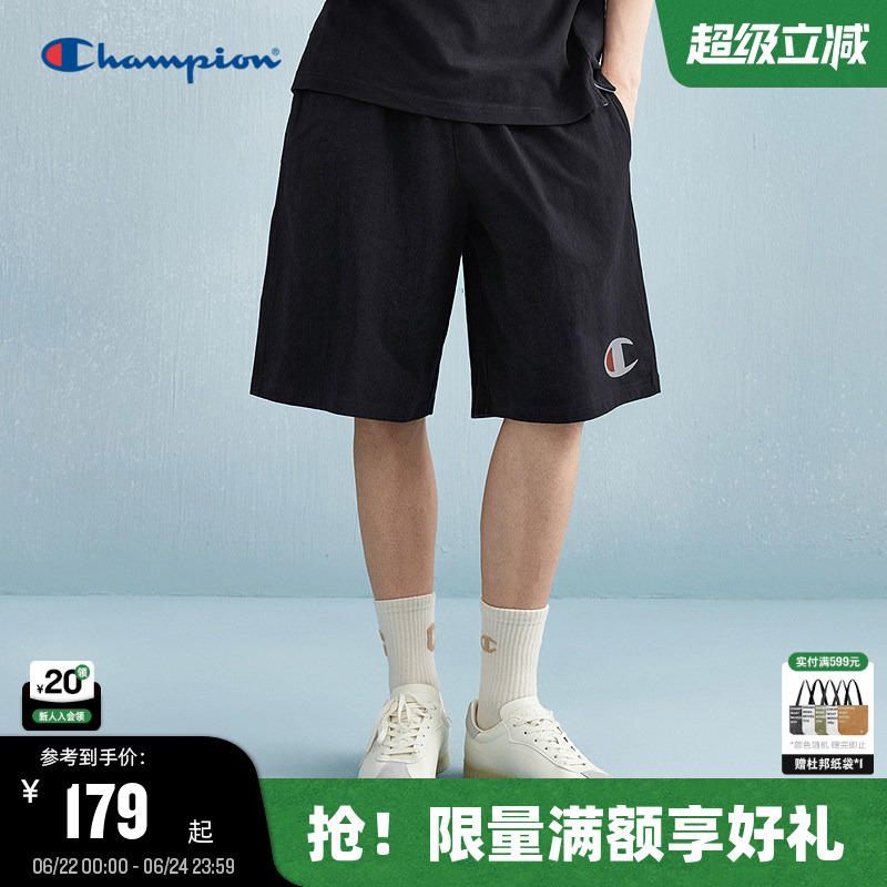 Champion Men's Summer Cotton Shorts Trendy Black Five-Point Shorts Casual Loose American Style Champion Men's Summer Cotton Shorts Trendy Black Five-Point Shorts Casual Loose American Style