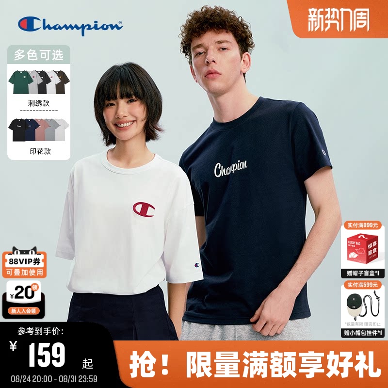 Champion Short-Sleeved T-Shirt for Men 2026 Summer New American Casual Round Neck Top for Women Loose Trendy Brand