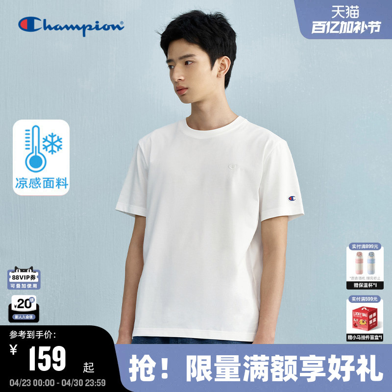 [Cool Feeling] Champion Couple Basic T-Shirt Summer New Embroidered Loose Trendy Round Neck Embroidered Women's T-Shirt