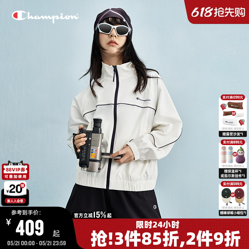 Champion Women's Jacket Spring and Autumn New Zipper Cardigan Sports Stand Collar Casual Style Simple Trendy Brand