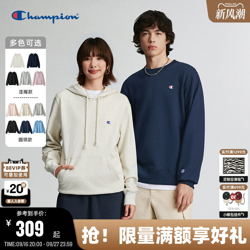 Champion Champion Round Neck Sweatshirt for Men 2026 Autum New Style American Retro Hooded Sweatshirt for Women Casual and Loose