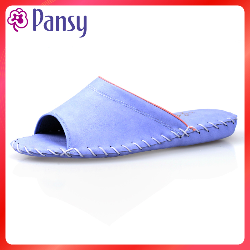 Pansy Japanese-Style Home Slippers Indoor Non-Slip Handmade Soft-Soled Floor Silent Slippers for Men and Women 9505