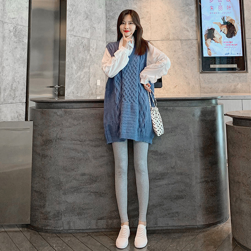 Pregnant women fashion suit spring 2023 new style going out knitted vest loose shirt foreign style small two-piece suit