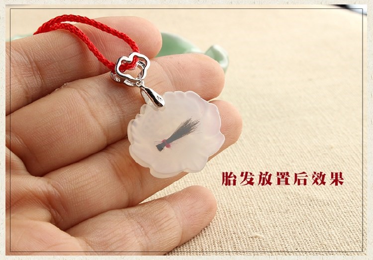 Làm bằng chất liệu tóc em bé mặt dây chuyền ngọc bích mặt dây chuyền sterling bạc tự làm tóc em bé lưu niệm tự chế sơ sinh trăng tròn - Quà lưu niệm cho bé / Sản phẩm cá nhân tặng quà sinh nhật cho em gái 15 tuổi