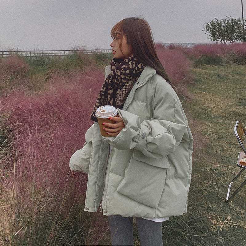 Down cotton clothes Girl 2021 New short style bread clothes cotton clothes Korean version loose winter small cotton padded jacket Inn wind