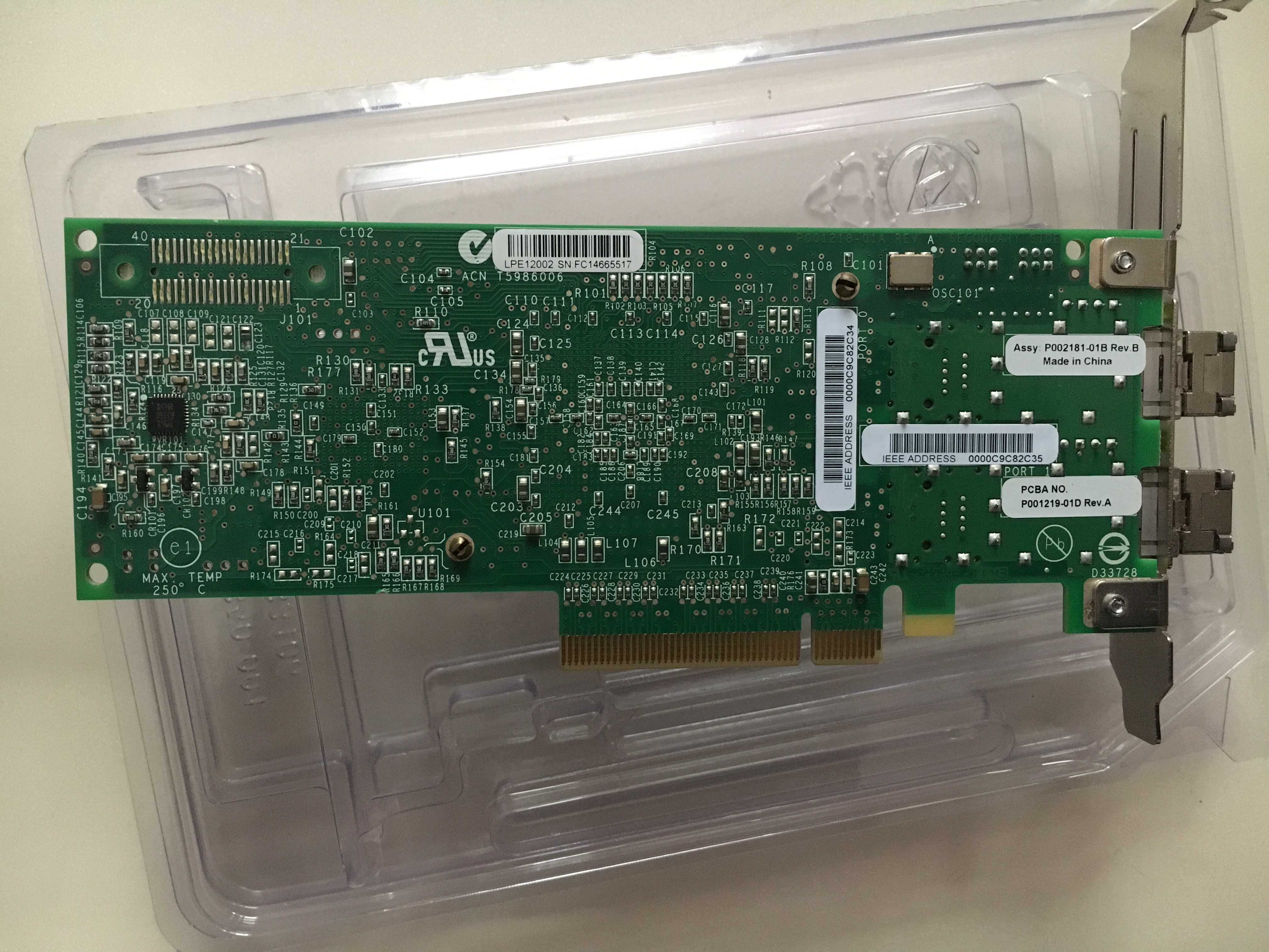 IBM 5735 577d 00E0806 10N9824 LPE12002 8Gb PCI-e fiber channel card