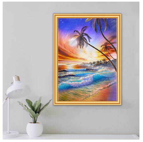 5D DIY Diamond Painting Sunset Sea Art unhestone Home Decor