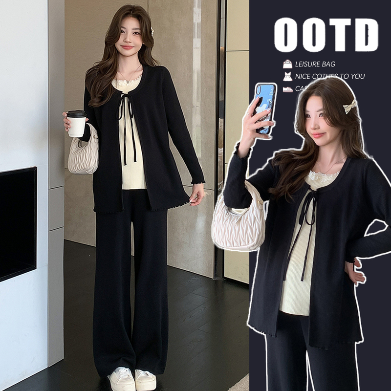 Maternity Wear Spring and Autumn 2026 New Slimming Suit Fashionable High-End Outfit Top Fake Two-Piece Belly-Covering Two-Piece Set Maternity Wear Spring and Autumn 2026 New Slimming Suit Fashionable High-End Outfit Top Fake Two-Piece Belly-Covering Two-Piece Set
