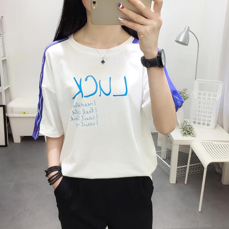  Full cotton middle sleeve T-shirt Summer dress Lower Shirt Body Sweatshirt Clothing Women's Clothing 2019 Casual Students Leniency New