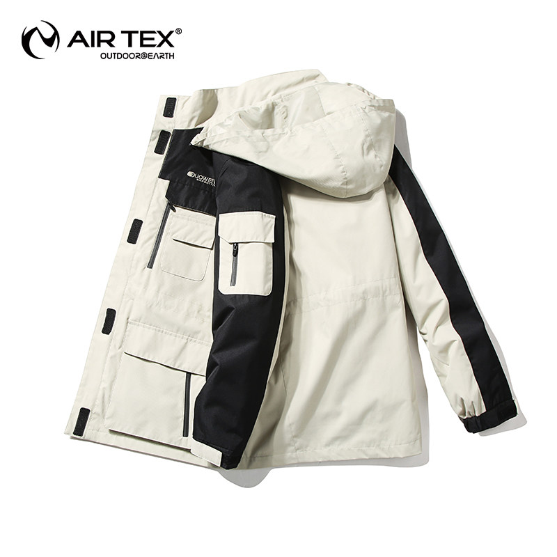 Windproof and waterproof men's stormtrooper women's three-in-one two-piece set of medium and long detachable ski suit autumn and winter jacket