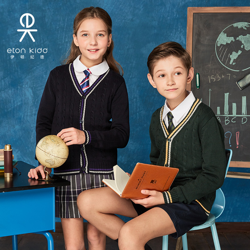 Eaton Gide cotton - strapped long sleeved sweater boy and girl knitted sweater with a sweater 16M013