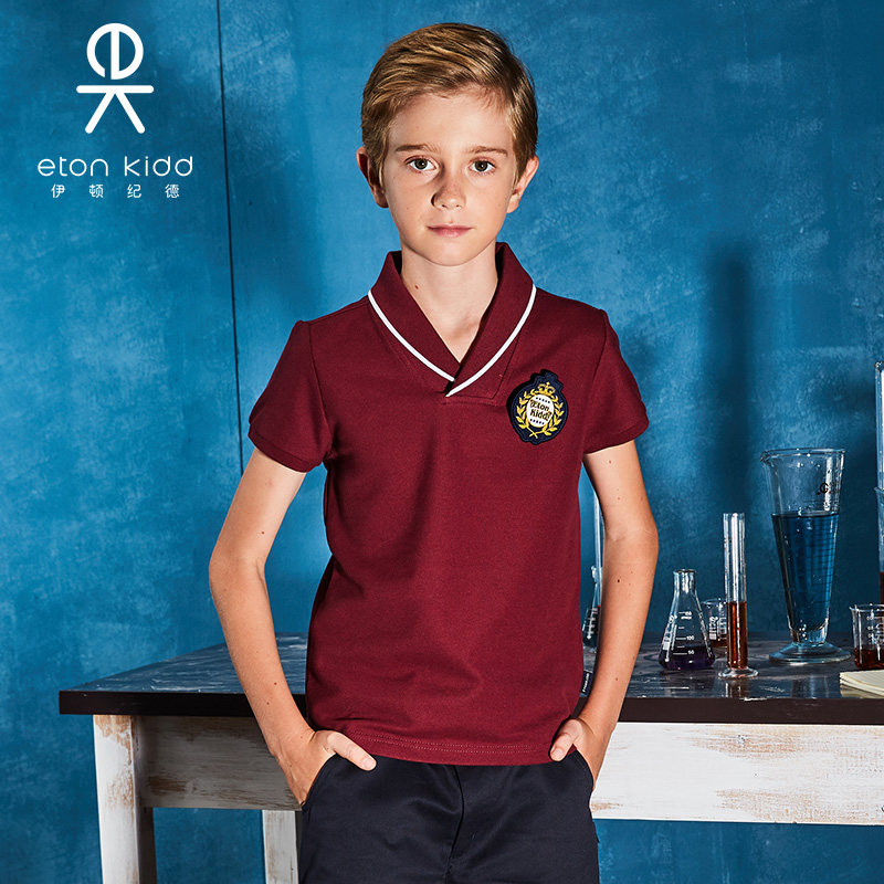 Eaton Gide School Uniform School Zaohong Tibetan Young Young Young Boys and Girls Short Sleeve T-Shirt 13T006
