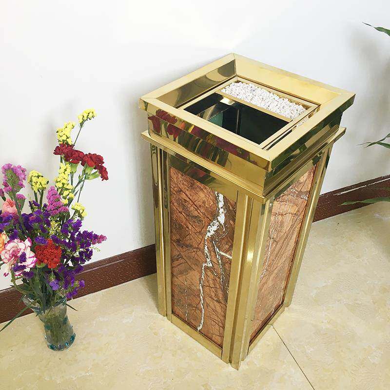 Hotel Lobby Marble Trash Can Building Living Room Elevator Doorway Stainless Steel Creative with Ashtray Dustbin
