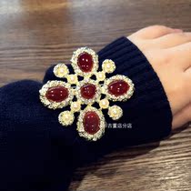 New vintage ancient gilded natural red agate brooch celebrity atmospheric pin dress party corsage