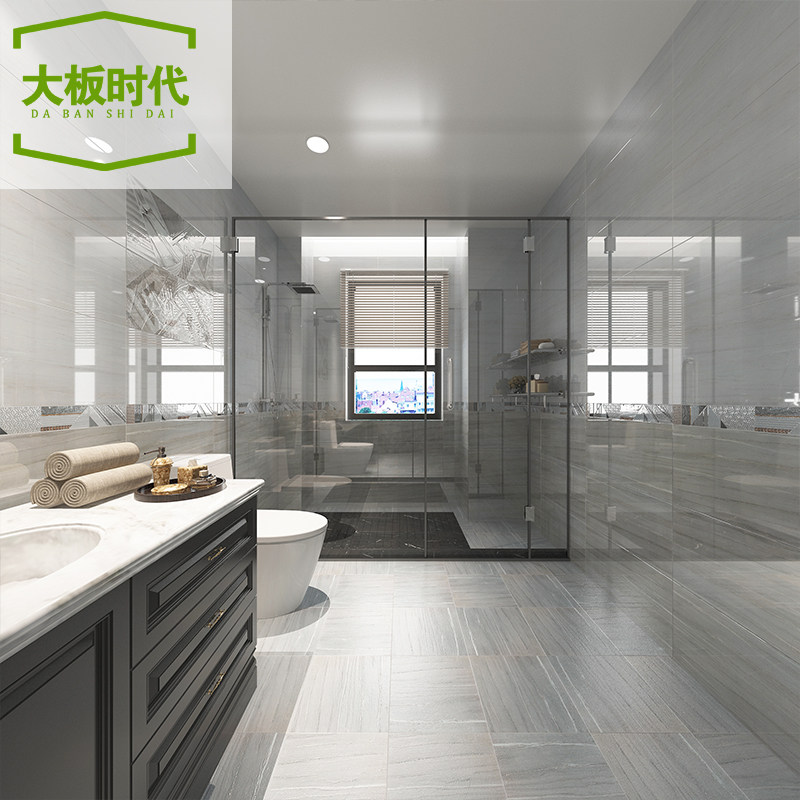 High definition crystalized grey wood grain tiles 300X600 Kitchen Make-up Room Wall Brick Toilet Inner Wall Brick Porcelain Sheet Glazed