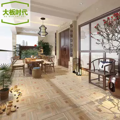 American balcony antique brick 400X400 courtyard kitchen non-slip floor tile retro brick Pebble tile