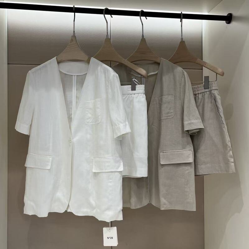 6.5 (No Returns, No Exchanges) 75.2 Lyocell 24.8 Linen Suit Shorts Set