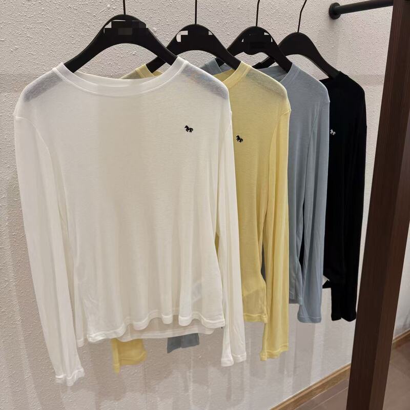 8.14 (No Returns, No Exchanges) Zhongzhou High-Quality Goods Early Autumn New Arrival Worth Buying Little Horse Embroidered Long-Sleeve Top