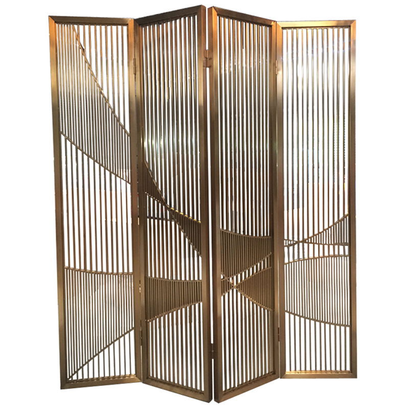 304 stainless steel screen partition, high-end rose gold mirror porch background, entry-level new Chinese-style grille customization