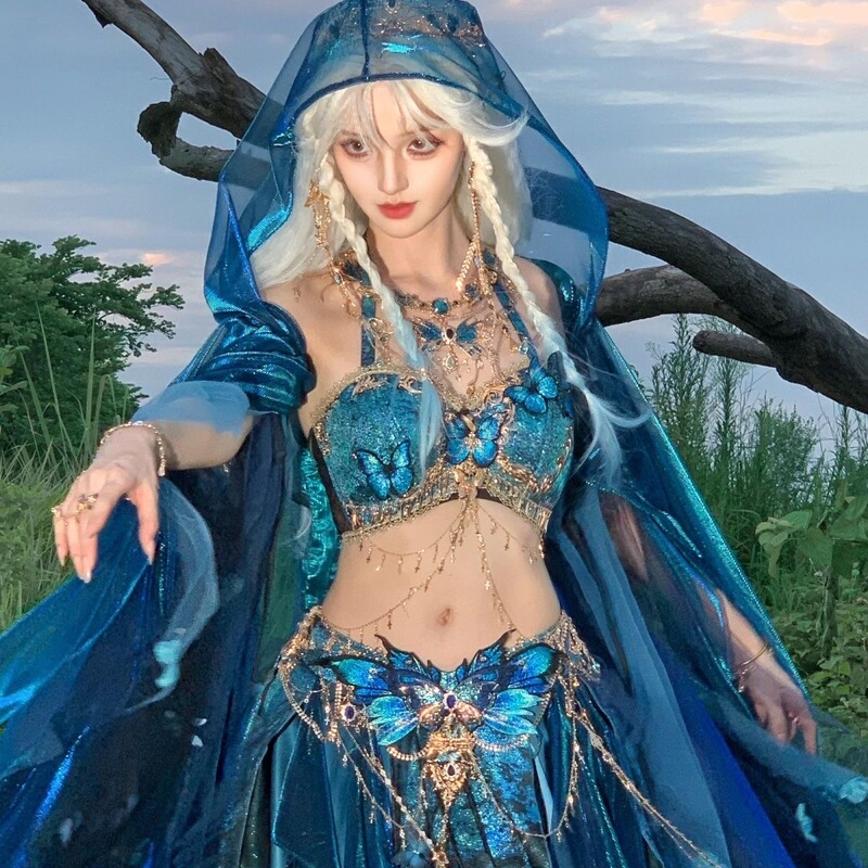 Hanfu Butterfly Western Region Mermaid Princess Dunhuang Girl Exotic Heavy Craft Fairy Gradient Print Set New 2026 Hanfu Butterfly Western Region Mermaid Princess Dunhuang Girl Exotic Heavy Craft Fairy Gradient Print Set New 2026