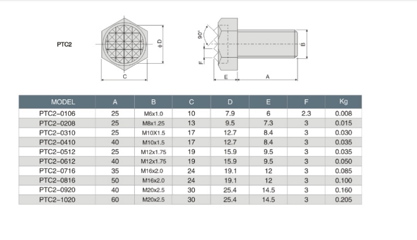Tooth Faceted Positioning Studs PTC2-0106 0208 0310 0310 0512 0512 0612 0716 PT19