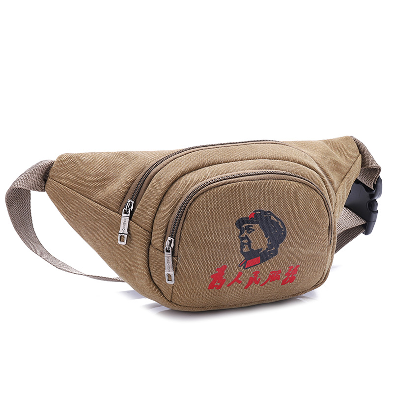 Canvas fanny pack Men's and women's multi-function large capacity leisure outdoor sports business cash register Wear-resistant waterproof wallet