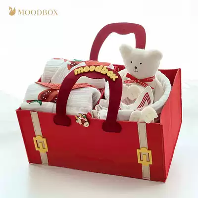 moodbox newborn baby supplies ins summer cotton jumpsuit gift box climbing suit full moon hand bag